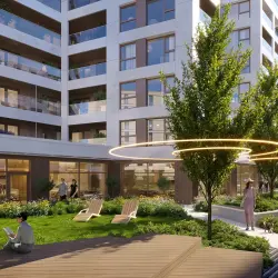 Patio inwestycji Cynamonowa, Warszawa Ursynów