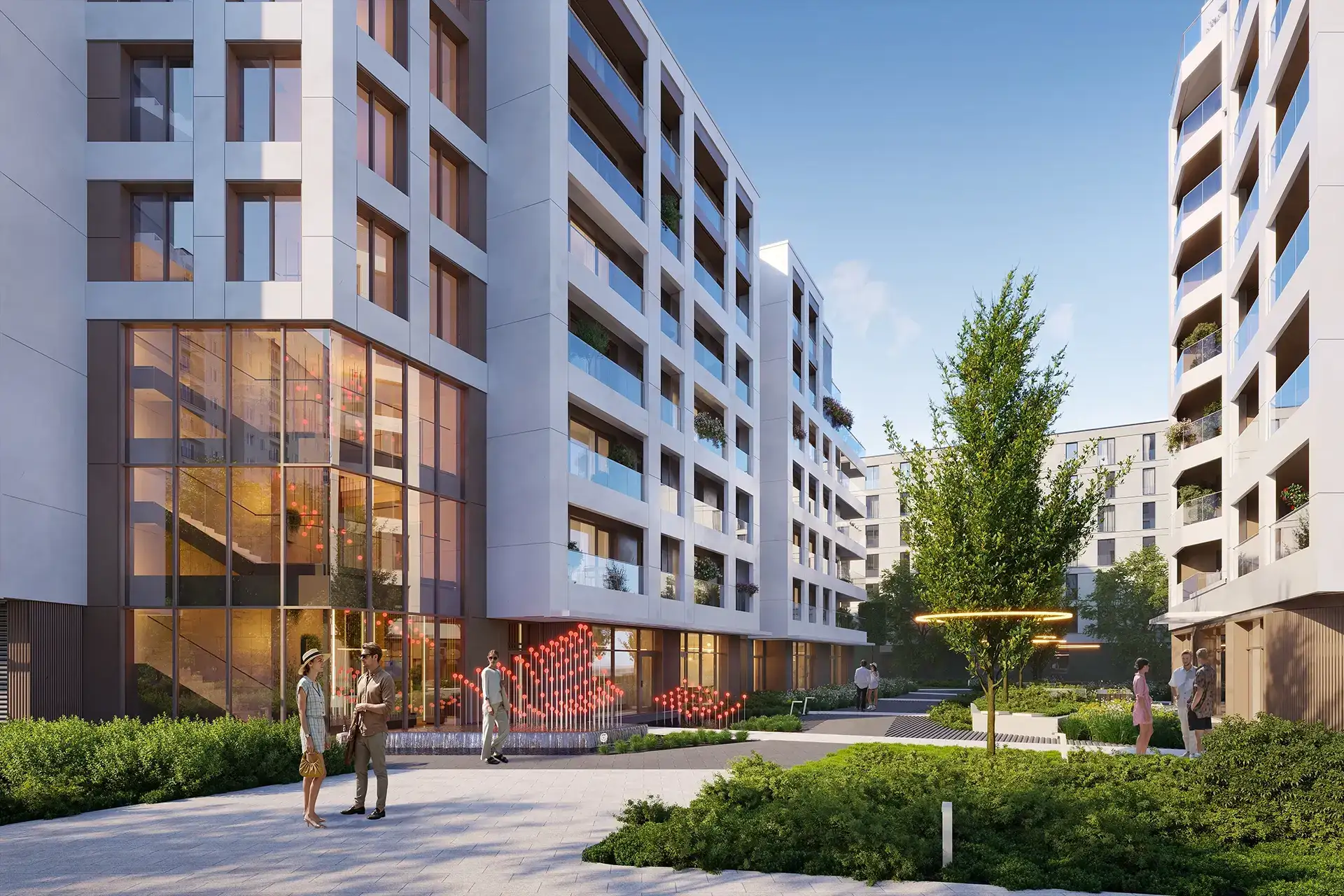 Patio inwestycji Cynamonowa, Warszawa Ursynów